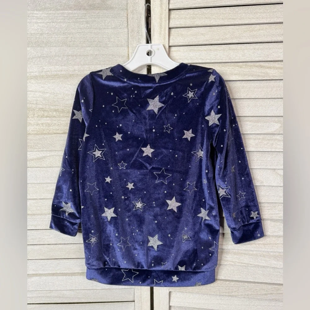 Gymboree Navy Velvet Top with Silver Stars. Excellent Condition. Size XS